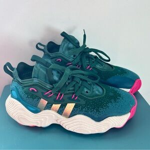 Adidas Trae Young 3 96 Olympics Green Gold Big Kids 4 Basketball Sneakers